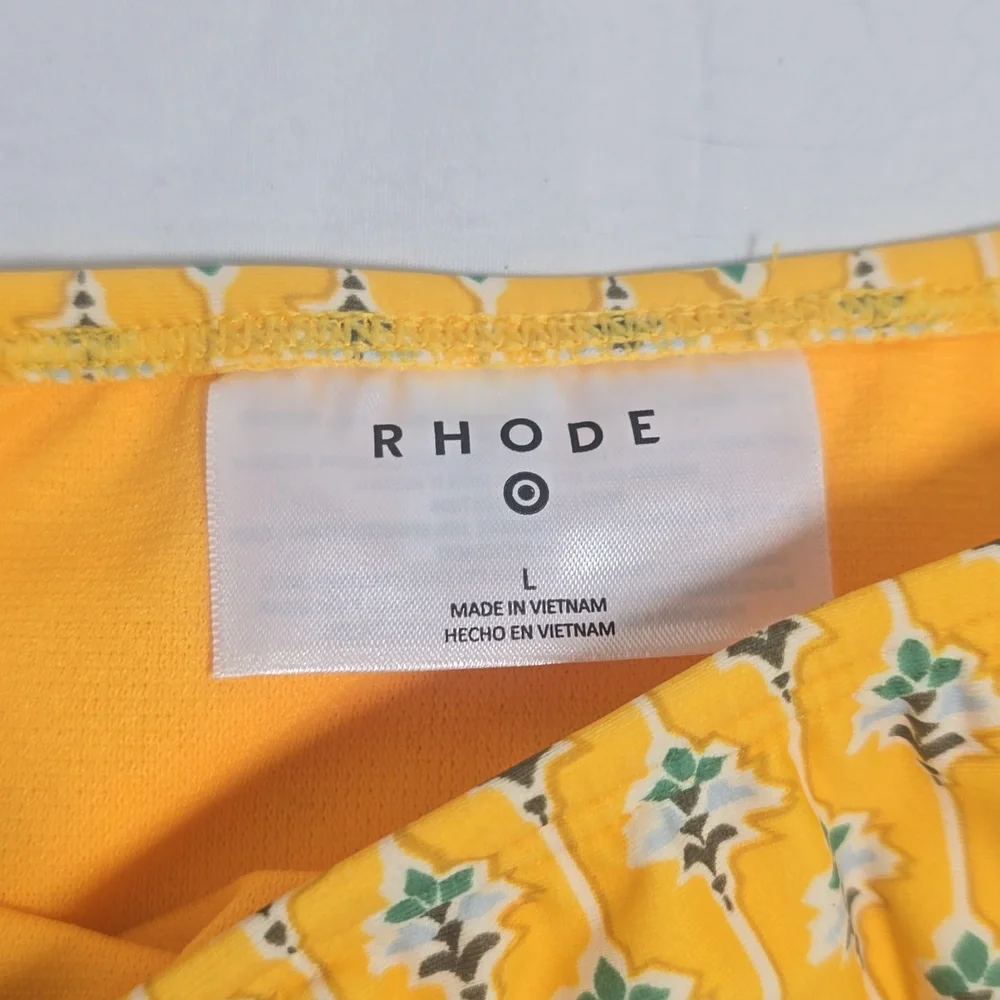 Women's Dainty Lotus Print High Leg‎ Cheeky Bikini Bottom - RHODE Yellow/Tur